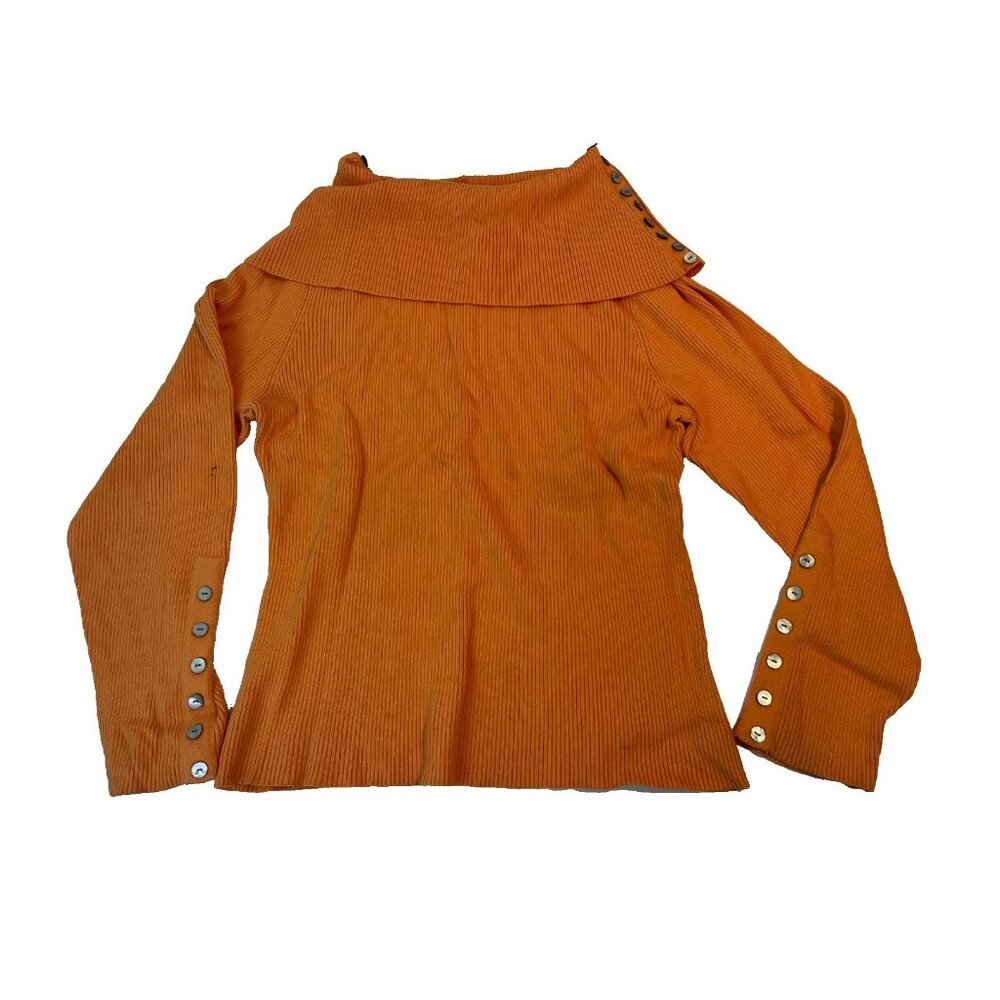 Jillian Jones Women's Orange Cowl Neck Beaded Turtle Neck Sweater Size 3X READ